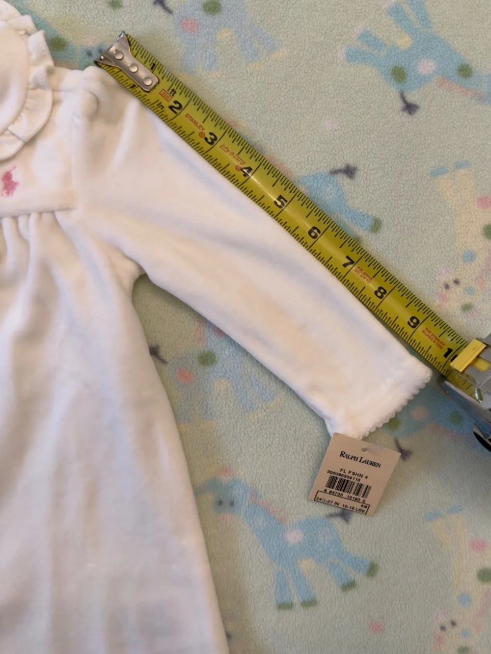 Ralph Lauren Baby Girl Velour Dress White 6 Months